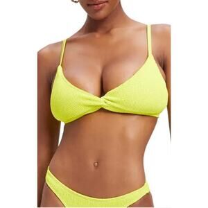 Good American Always Fits Twist Bikini Top Size 7 Neon Yellow